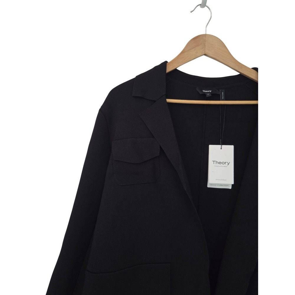 Theory Relaxed Blazer Compact Crepe Womens L Black NWT $695 P1116702 - Picture 3 of 10